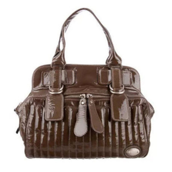 Chloe Patent Leather Bay Bag in Olive-Brown - Picture 2 of 8